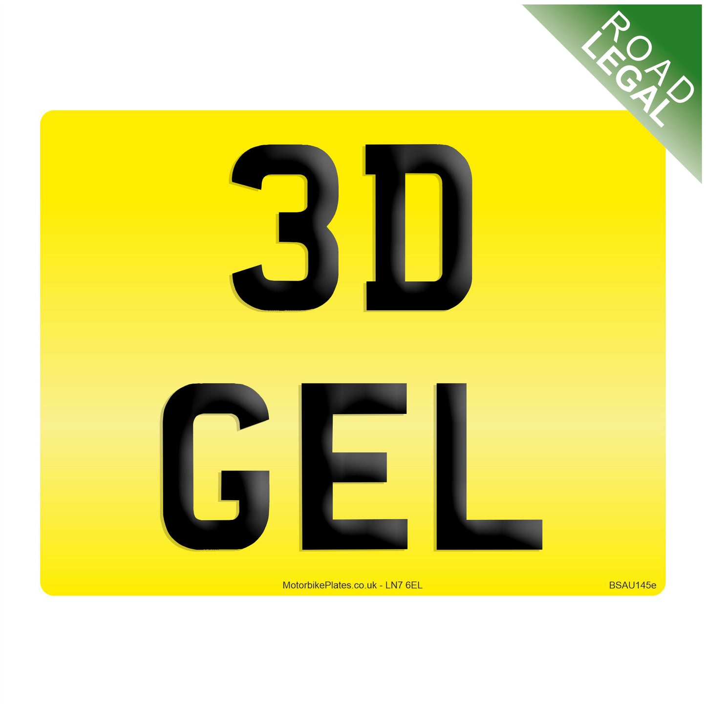 Road Legal 3D Gel Motorbike Number Plate (9"x7")